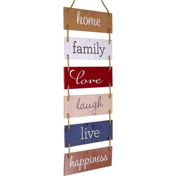 Large Hanging Wall Sign: Rustic Wooden Decor (Home, Family, Love, Laugh, Live)
